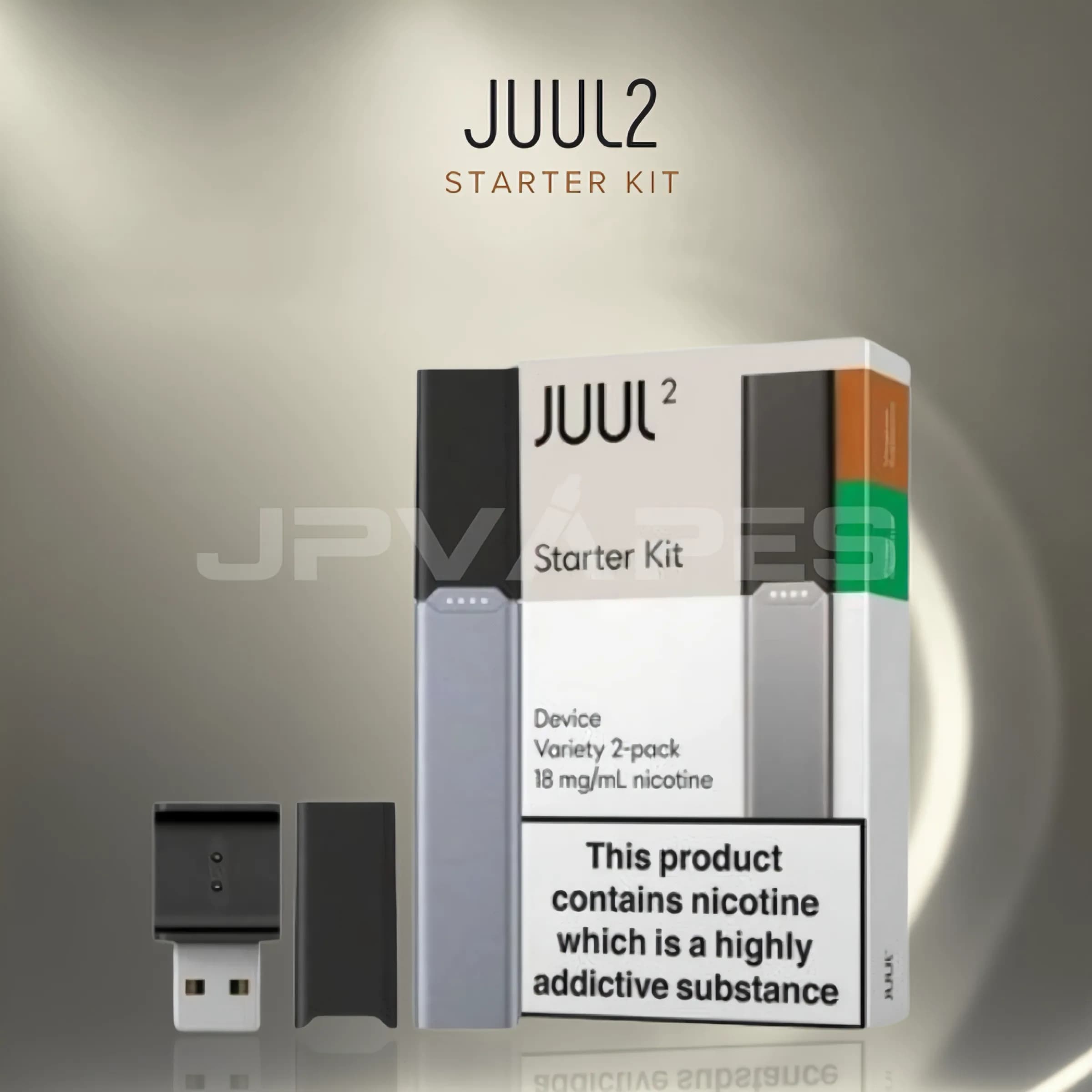 JUUL2 デバイス スターターキット（JUUL2 デバイス 1個、クリスピーメンソール 1個、バージニア複数）